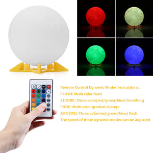 LemonBest 3D Full Moon Light Night Print Simple Personality Lunar Desk Lamp Novelty Rechargeable Christmas Decoration Dia8/10