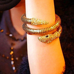 Fashion Cobra Bracelet For Women Metal Silver Punk Rock Ring Vintage Animal Jewe