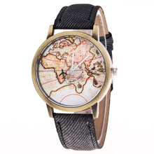 Fashion Women's World Map Cowboy Band Analog Quartz Wrist Watch