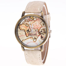 Fashion Women's World Map Cowboy Band Analog Quartz Wrist Watch