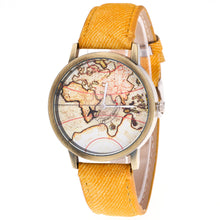 Fashion Women's World Map Cowboy Band Analog Quartz Wrist Watch