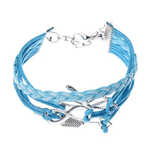 Arrow Dragonfly Handmade Leather Braid Fashion Bracelet