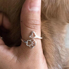 Beauty Hollow Paw Print Love Heart Ring Open Adjustable Ring Pet Animal Jewelry