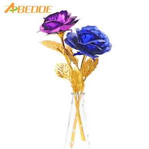 Valentine's Day Women's Gift 24K Gold Plated Rose Flower Decoration Artificial Flowers Romantic For Mother's Day Girl Friend