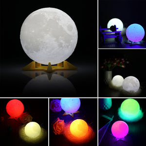 LemonBest 3D Full Moon Light Night Print Simple Personality Lunar Desk Lamp Novelty Rechargeable Christmas Decoration Dia8/10